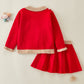 Mayoreo Conjunto de vestido de falda y top sólido de mezcla de sólidos clásicos para niñas pequeñas rojo 7-8 años