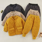 Mayoreo Traje de pantalón y top sólido casual de invierno para niño pequeño Negro 12-18 M