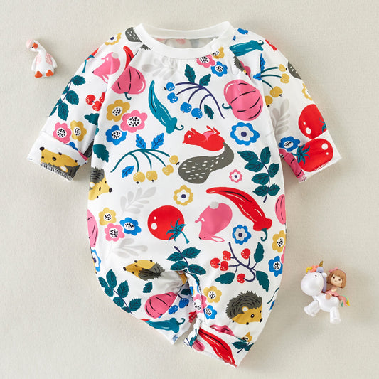 Mayoreo Mono de manga larga con estampado floral bonito para bebé hibobi 0-3 meses Multicolor