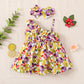 Mayoreo Baby Girl Ruffle Suspender Dress Diadema Dos piezas Multi 12-18 M