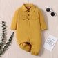 Mayoreo Mono de manga larga con cuello de camisa liso informal para bebé niño hibobi Amarillo 6-9 meses