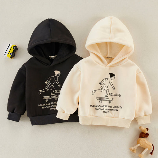 Mayoreo Sudadera con capucha de diseño de dibujos animados para niño pequeño Negro 12-18 M