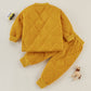 Mayoreo Traje de pantalón y top sólido casual de invierno para niño pequeño Amarillo 18-24 M