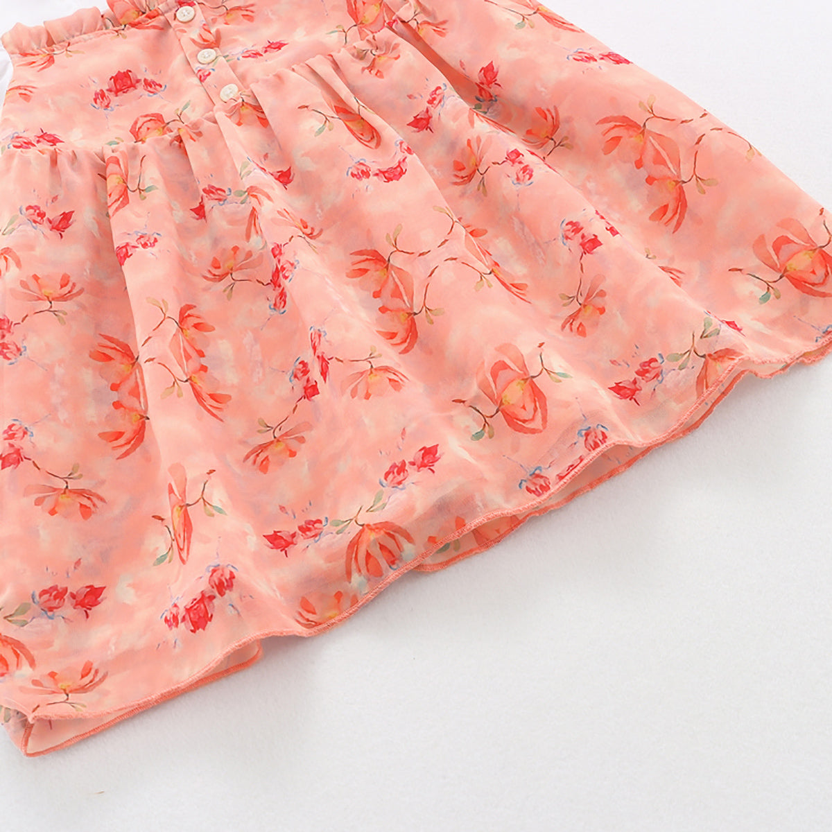 Mayoreo Vestido floral básico de algodón para niñas pequeñas Rosado 3-4 años