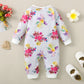 Mayoreo Mono de manga larga con estampado floral para bebé niña Blanco 3-6 meses