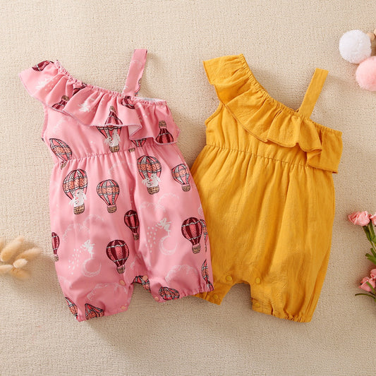 Mayoreo Girl Baby Bunny Body sin mangas con globo aerostático Amarillo 0-3 M