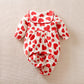 Mayoreo Mono de manga larga con estampado en forma de corazón y cuello de muñeca de San Valentín para bebé niña rojo 3-6 meses