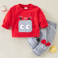 Mayoreo Pantalón de dos piezas con estampado de robot para bebé niño rojo 12-18 meses