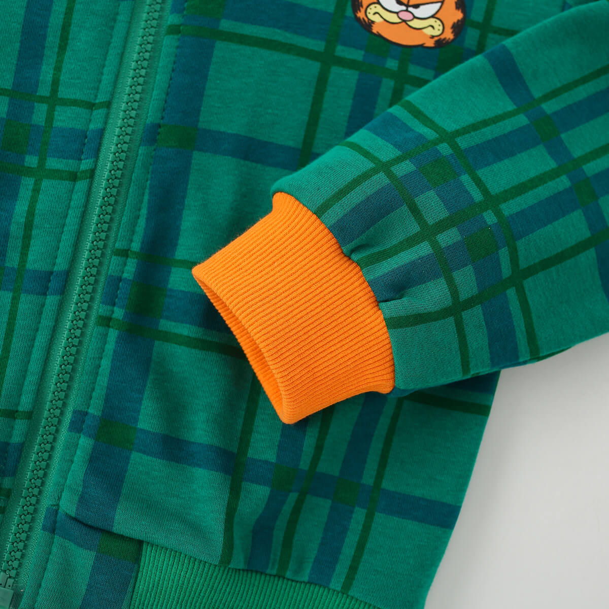 Mayoreo x Garfield Traje de pantalón y top de gato de dibujos animados informal a cuadros para niños pequeños Verde 5-6 años