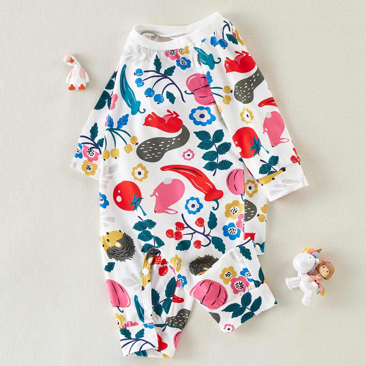 Mayoreo Mono de manga larga con estampado floral bonito para bebé hibobi 9-12 meses Multicolor