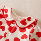 Mayoreo Mono de manga larga con estampado en forma de corazón y cuello de muñeca de San Valentín para bebé niña rojo 6-9 meses