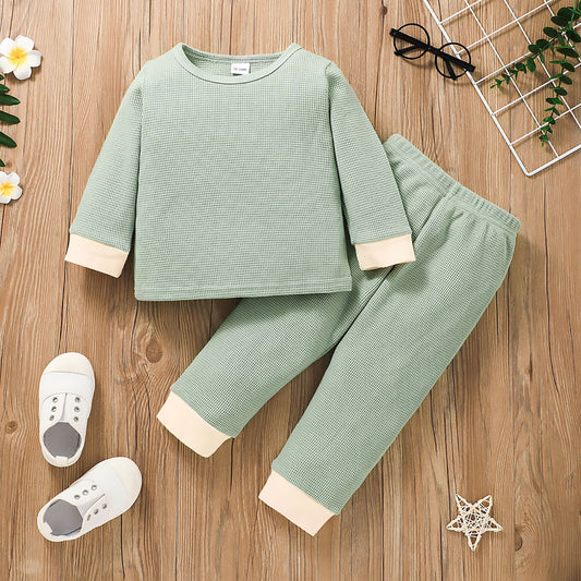 Mayoreo Traje de niña de color liso estilo liso Verde 18-24 M