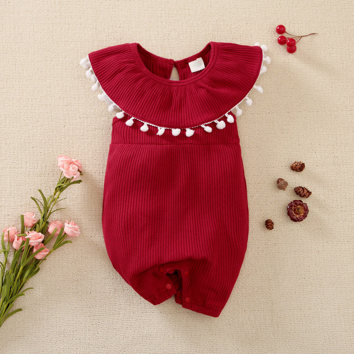 Mayoreo Body Bebé Niña Estampado Floral Rojo Sin Mangas 9-12 M Multicolor