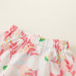 Mayoreo Conjunto de vestido fruncido con falda y blusa floral de algodón para niñas pequeñas Rosado 4-5 años