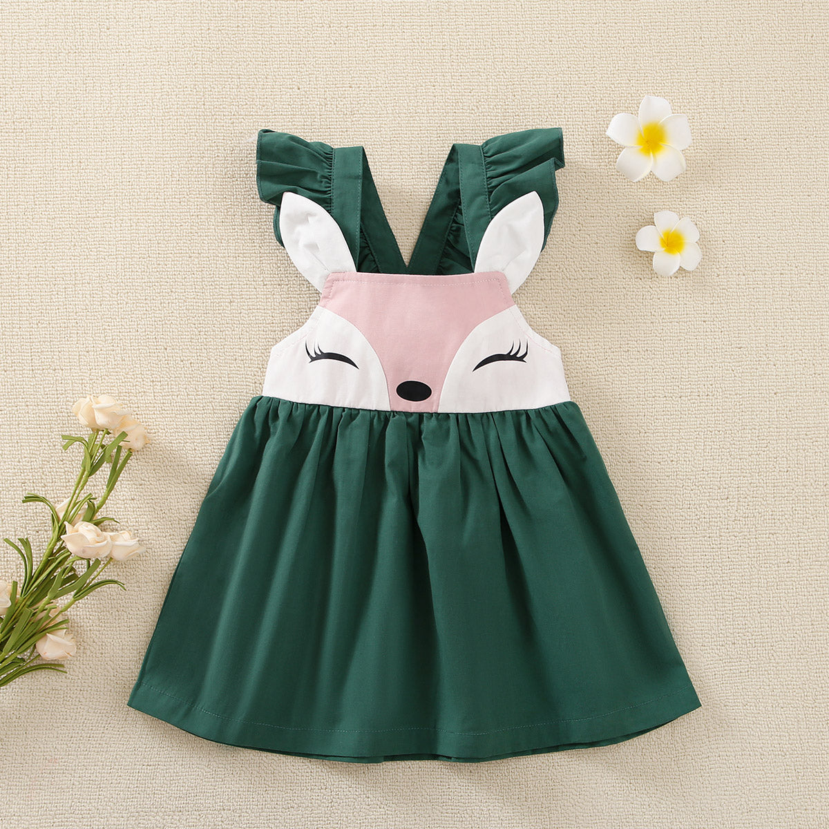 Mayoreo Girl Baby Cute Deer Fly manga correa vestidos