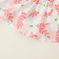 Mayoreo Conjunto de vestido fruncido con falda y blusa floral de algodón para niñas pequeñas Rosado 5-6 años