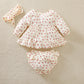 Mayoreo Baby Girl Ruffle Top And Pant There Piece With belt Rosado 12-18 M