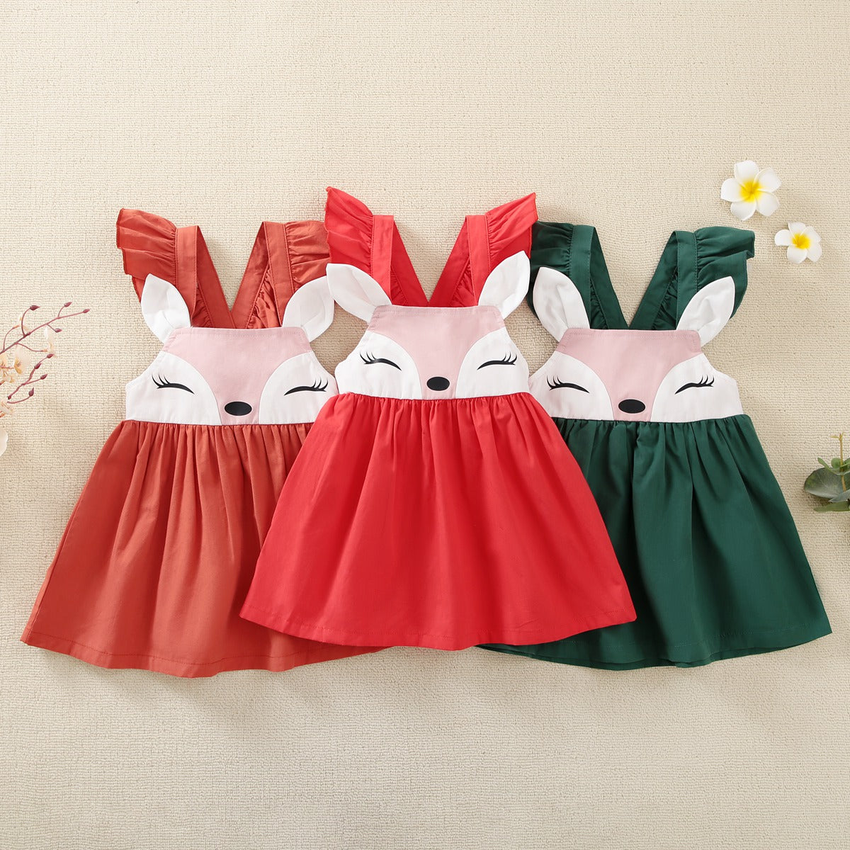 Mayoreo Girl Baby Cute Deer Fly manga correa vestidos