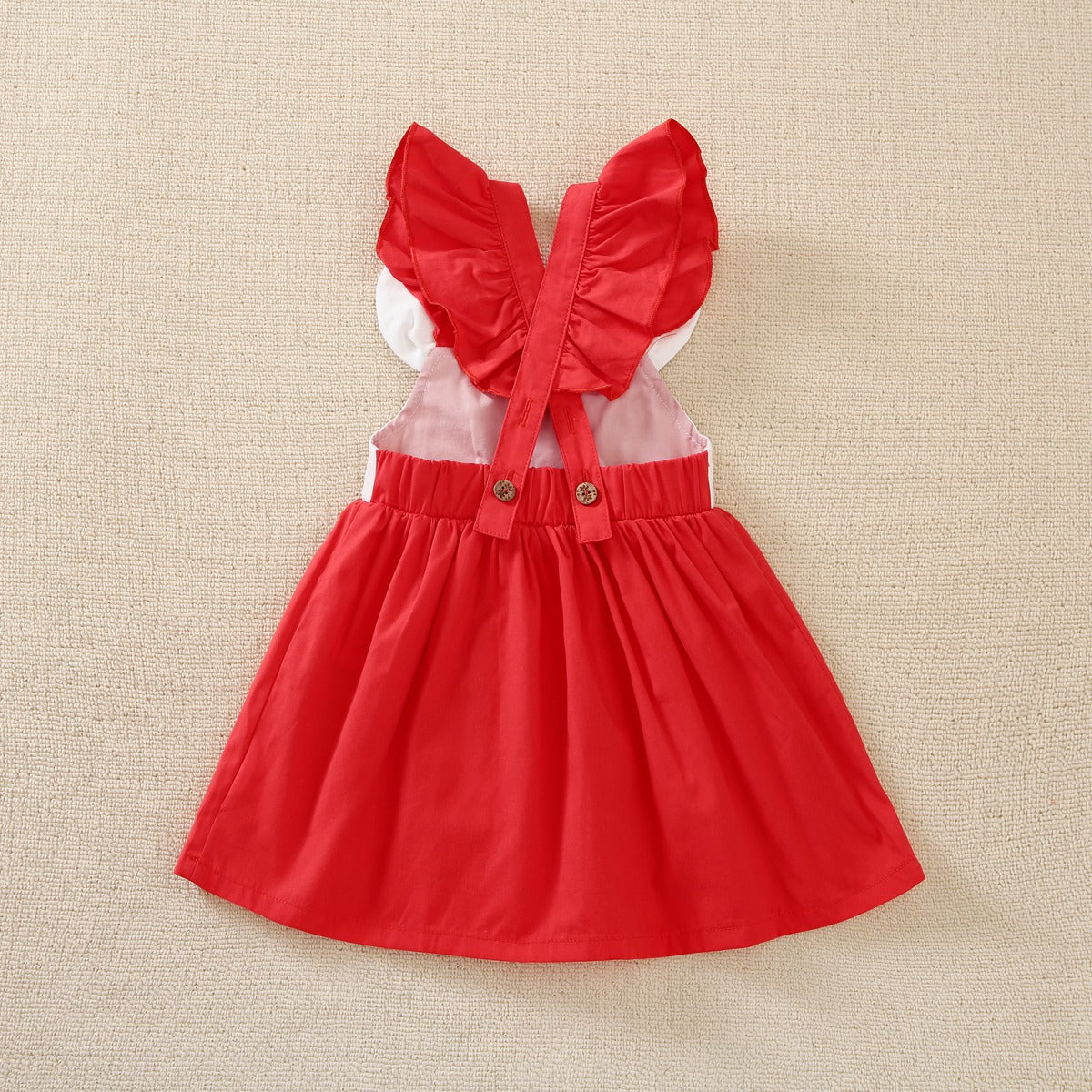 Mayoreo Girl Baby Cute Deer Fly manga correa vestidos Verde 18-24 M