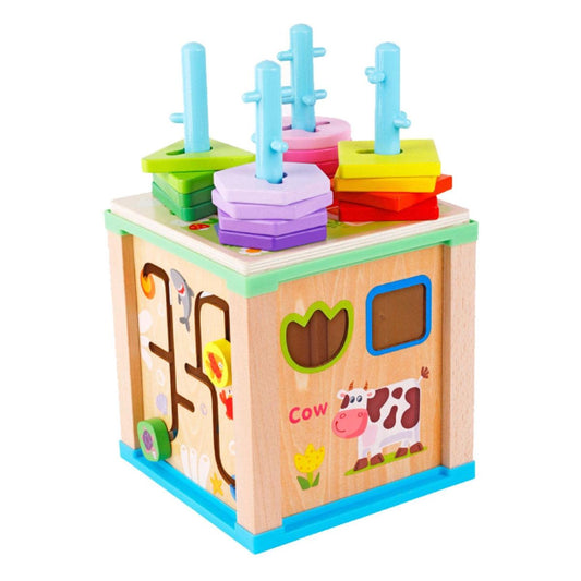 Mayoreo Caja de tesoros multifuncional de madera para niños, juguetes educativos nueve en cien Estilo 1 Multicolor