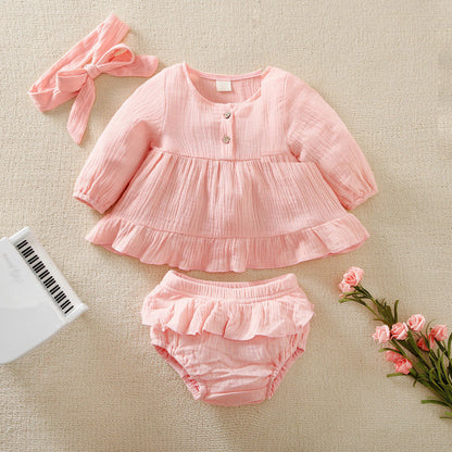 Mayoreo Baby Girl Ruffle Top And Pant There Piece With belt