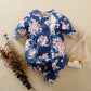 Mayoreo Mono de manga larga con volantes y encaje floral para bebé niña Azul profundo 0-3 meses