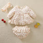 Mayoreo Baby Girl Ruffle Top And Pant There Piece With belt Beige 18-24 M
