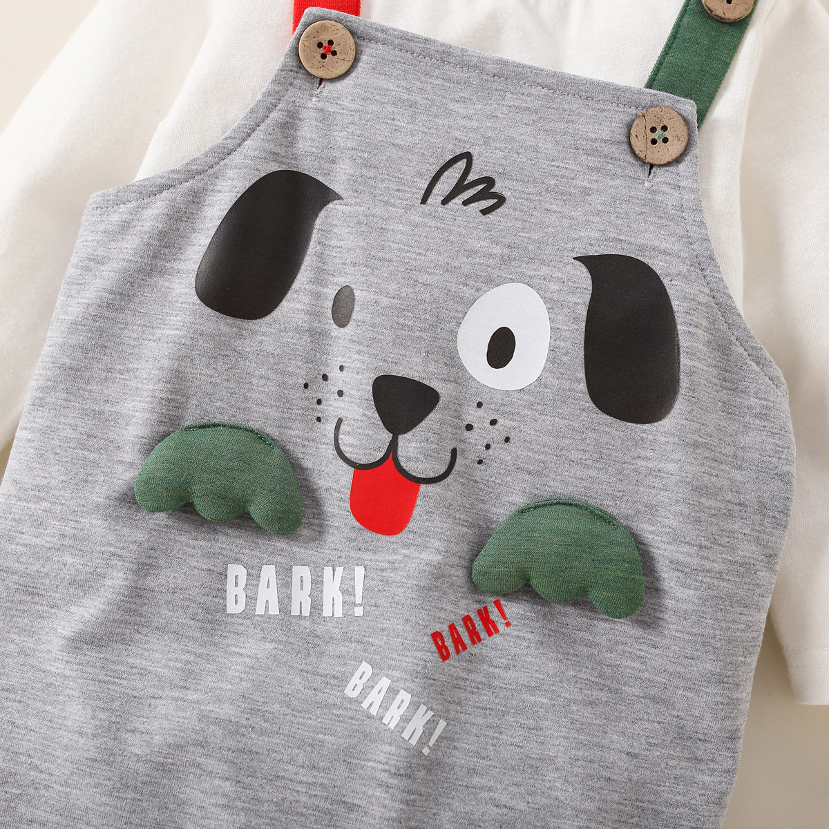 Mayoreo Camiseta Bebé Manga Larga Color Liso & Peto Estampado Perros Gris claro 9-12 M