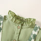 Mayoreo Blusa de manga con volantes y peto de color liso para bebé Falda floral