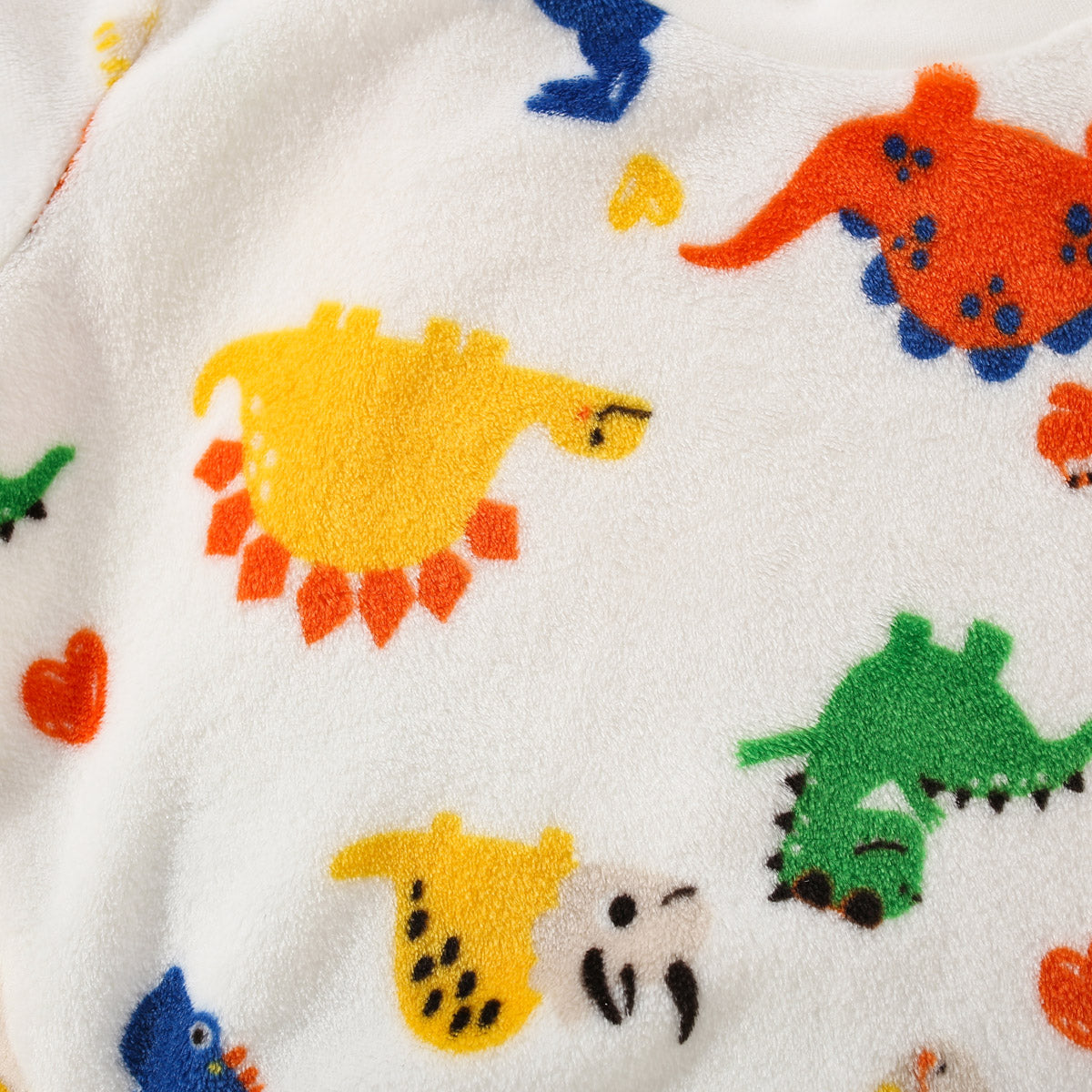 Mayoreo Conjunto de pijama de 2 piezas con top de manga larga y pantalones a juego con estampado de dinosaurio de franela para niños pequeños Blanco 3-4 Y